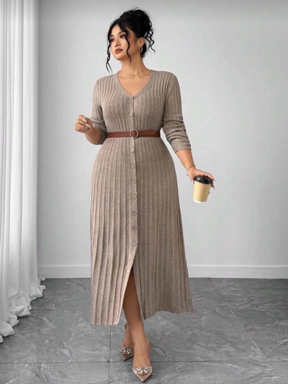 NEW| SHEIN Women’s V-Neck Long Sleeve Sweater Dress